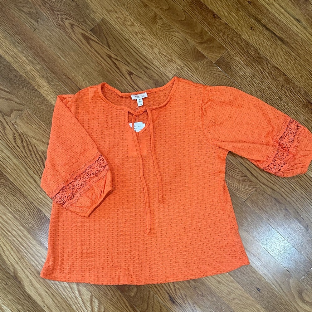 Women's Orange top with Lace Detail NWT